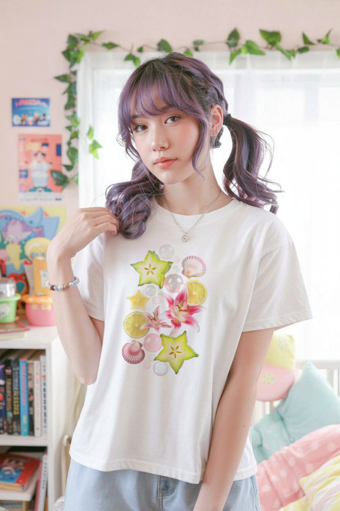 Juminocore Tee, Beach Gyaru T-Shirt, Summer Shirt Coastal Vacation Clothing — Ohime Mall