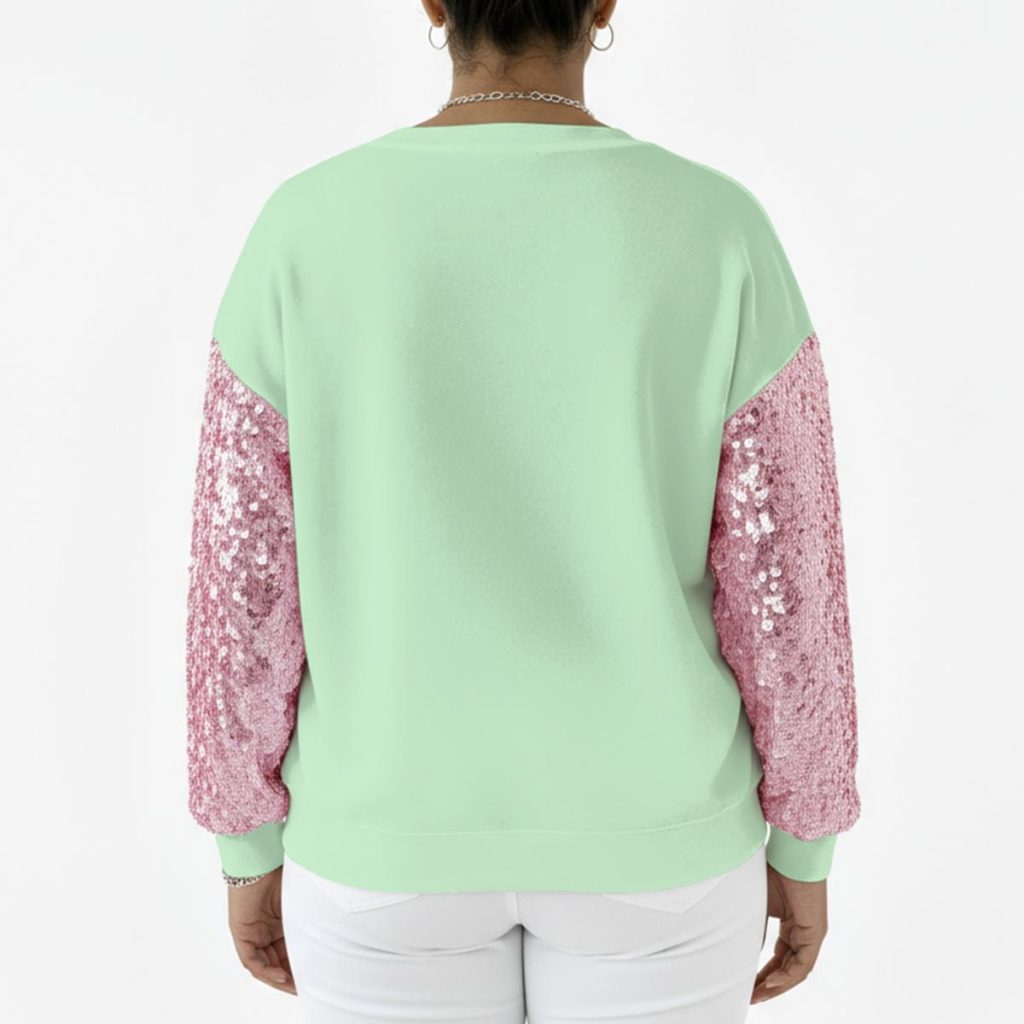 Barbed Heart Candy-Mint Sequin Sweatshirt