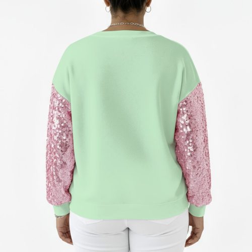 Barbed Heart Candy-Mint Sequin Sweatshirt - Image 2