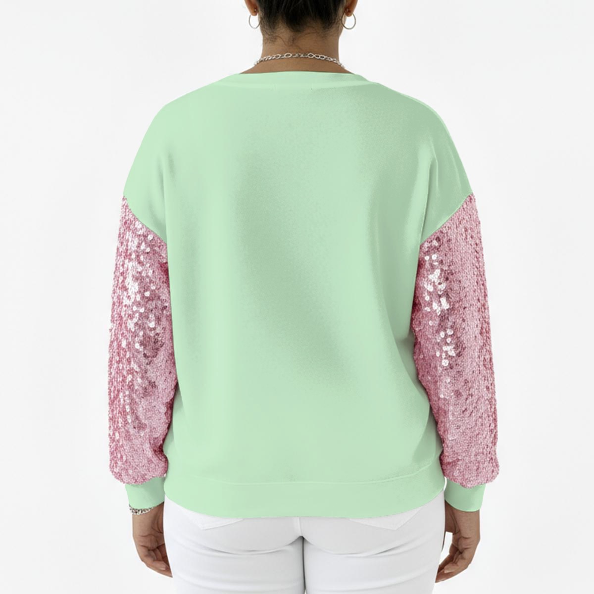 Barbed Heart Candy-Mint Sequin Sweatshirt - Image 2
