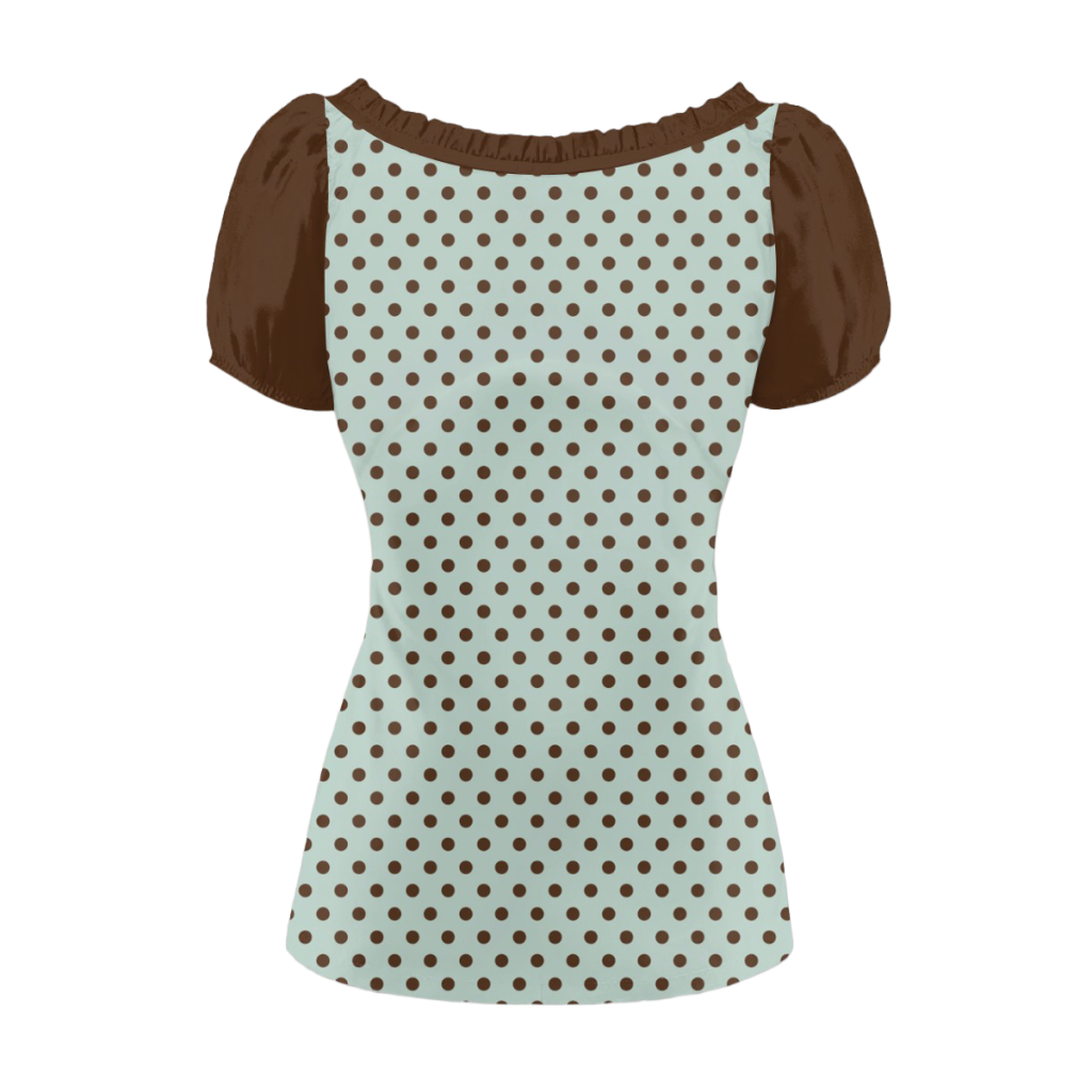 Heisei Retro Y2K Polka Dot Shirt Mint Chocolate Aesthetic — Ohime Mall