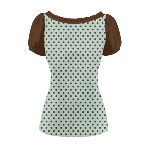 Heisei Retro Y2K Polka Dot Shirt Mint Chocolate Aesthetic — Ohime Mall