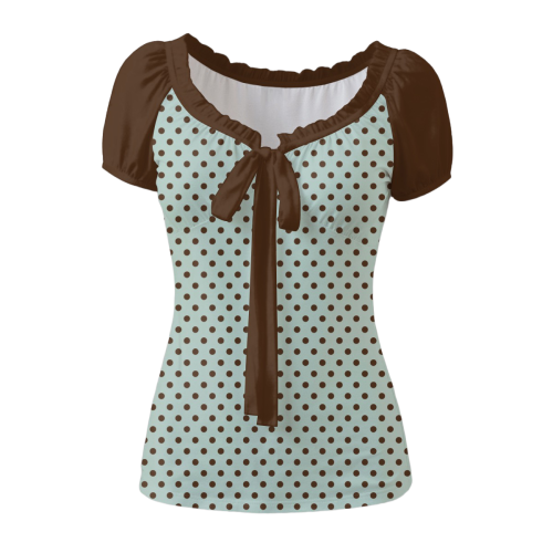 Heisei Retro Y2K Polka Dot Shirt Mint Chocolate Aesthetic — Ohime Mall