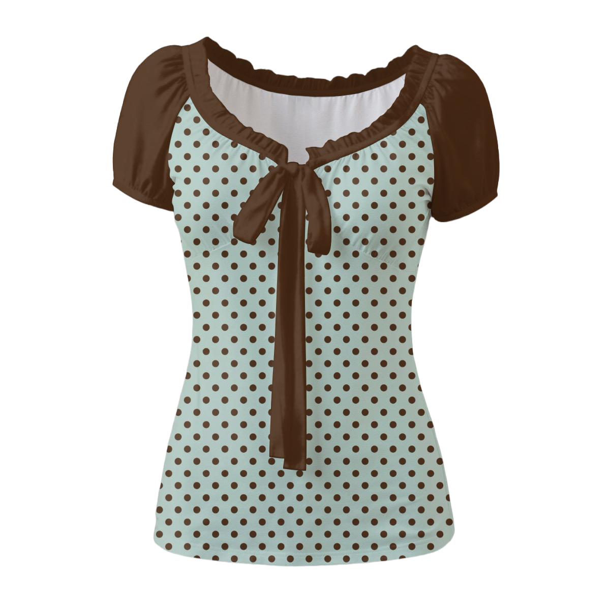 Heisei Retro Y2K Polka Dot Shirt Mint Chocolate Aesthetic - Image 2