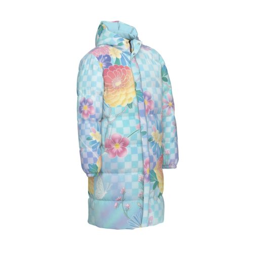 Soft Y2K Aesthetic Light Blue Floral Puffer — Ohime Mall