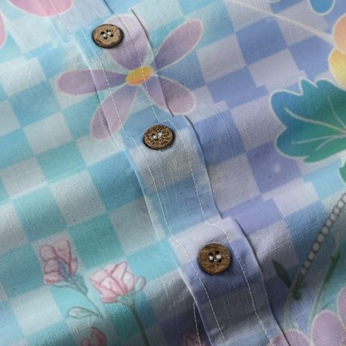 Soft Y2K Checkered Hawaiian Shirt Floral Vaporwave Button Up — Ohime Mall