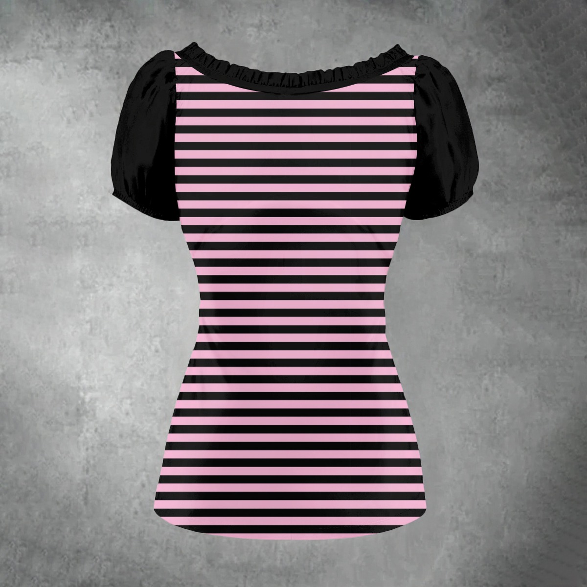 Scene Emo Pink Black Striped T-Shirt Fitted Y2K Clothing - Image 3
