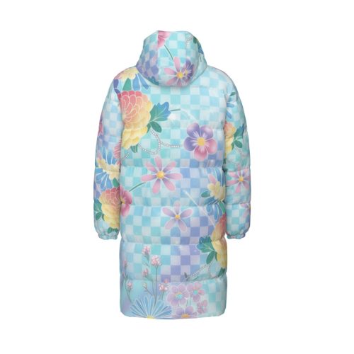 Soft Y2K Aesthetic Light Blue Floral Puffer — Ohime Mall