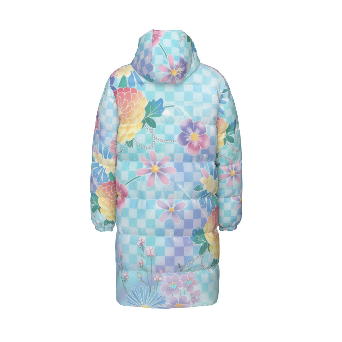 Soft Y2K Aesthetic Light Blue Floral Puffer - Image 5