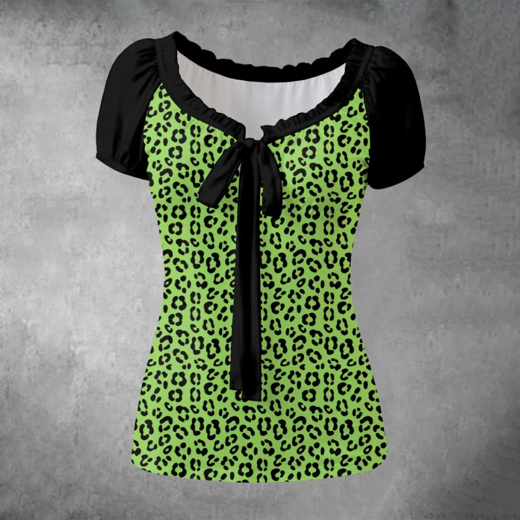 Edgy Y2K Neon Green Cheetah Shirt — Ohime Mall
