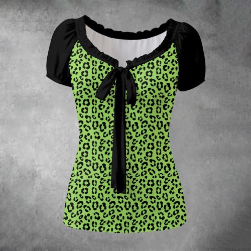 Edgy Y2K Neon Green Cheetah Shirt — Ohime Mall