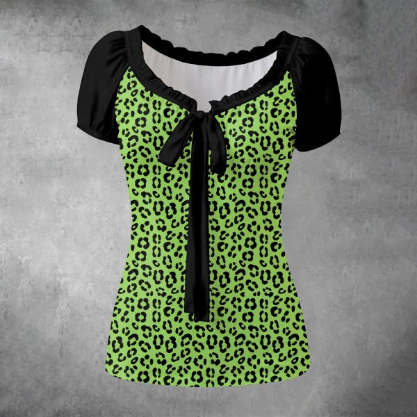 Edgy Y2K Neon Green Cheetah Shirt — Ohime Mall