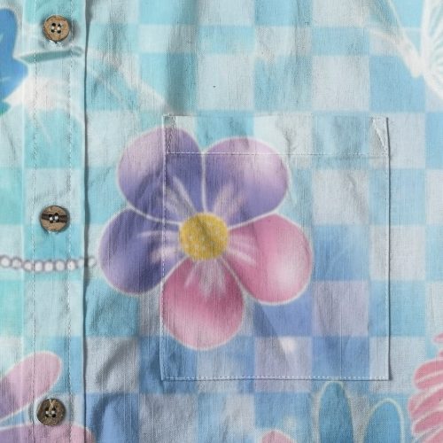 Soft Y2K Checkered Hawaiian Shirt Floral Vaporwave Button Up — Ohime Mall