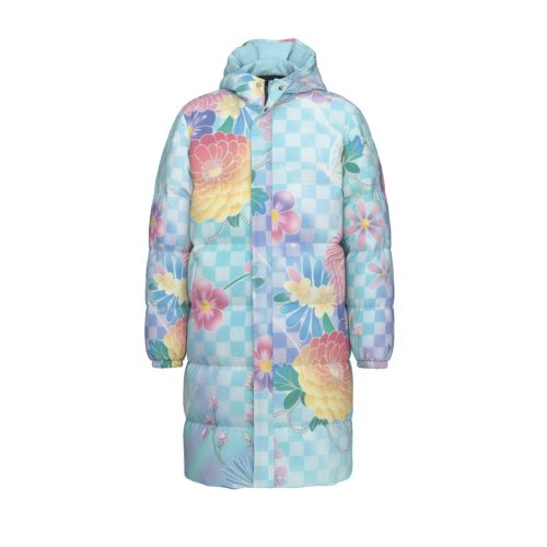 Soft Y2K Aesthetic Light Blue Floral Puffer — Ohime Mall