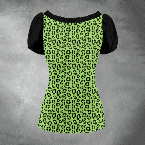 Edgy Y2K Neon Green Cheetah Shirt — Ohime Mall