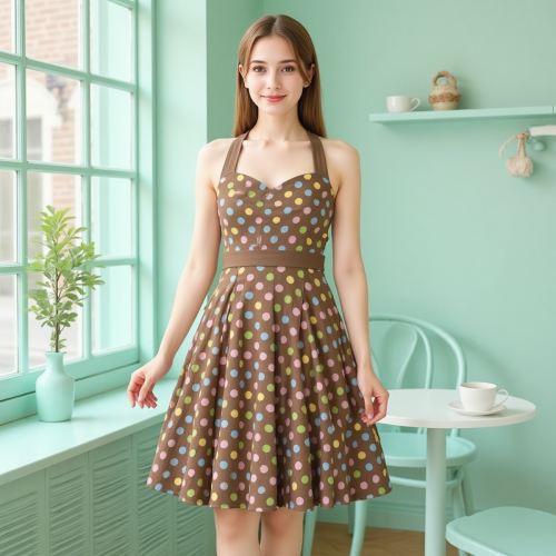 Polka Dot Nostalgic Retro Style Dress