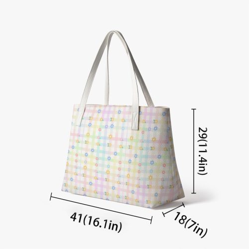 Pastel core Gingham Spring Flower Tote Bag — Ohime Mall