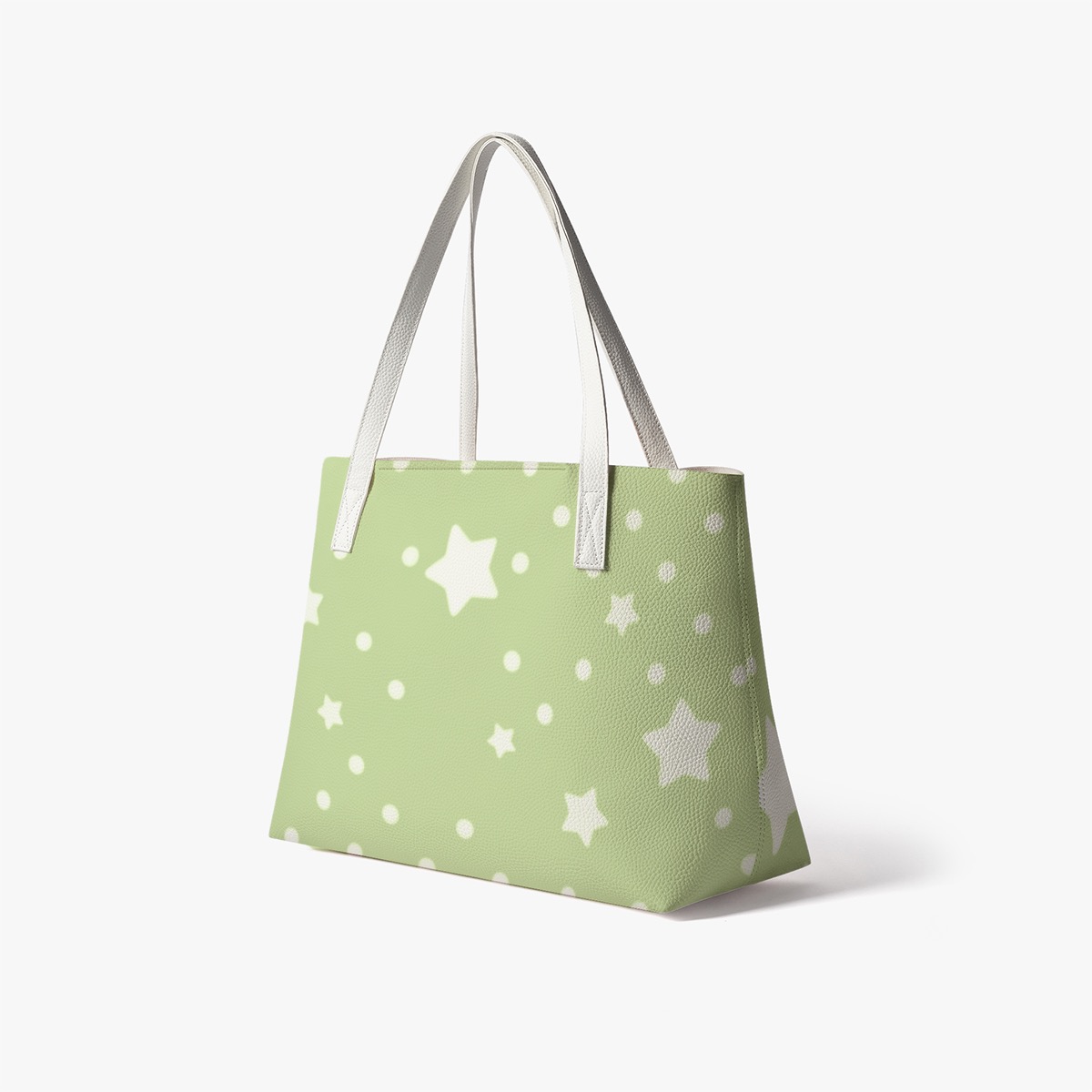 Star Print Pastel Green Tote Bag - Image 4