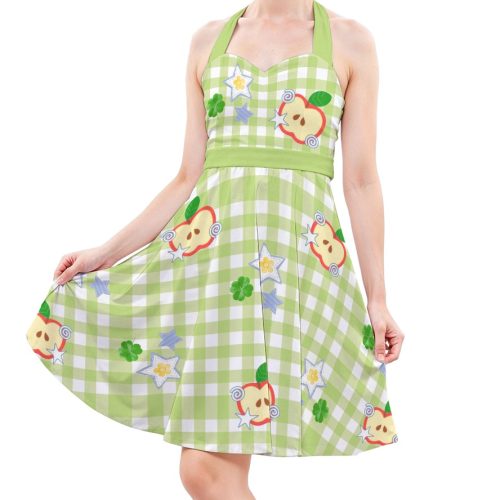 Apple Core Green Gingham Halter Heisei 2000s Nostalgia Dress