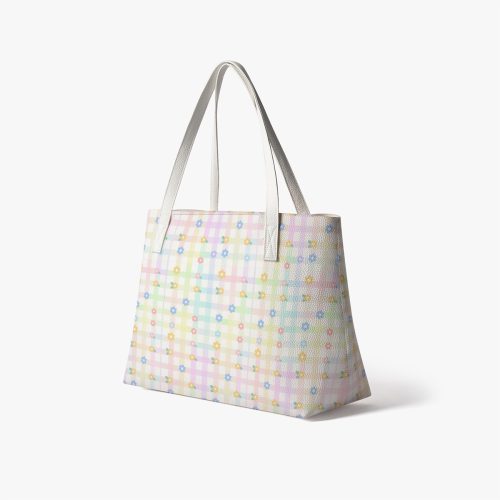 Pastel core Gingham Spring Flower Tote Bag — Ohime Mall