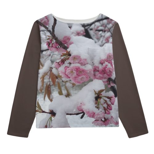 Snow Sakura Blooms Cotton Long Sleeve shirt