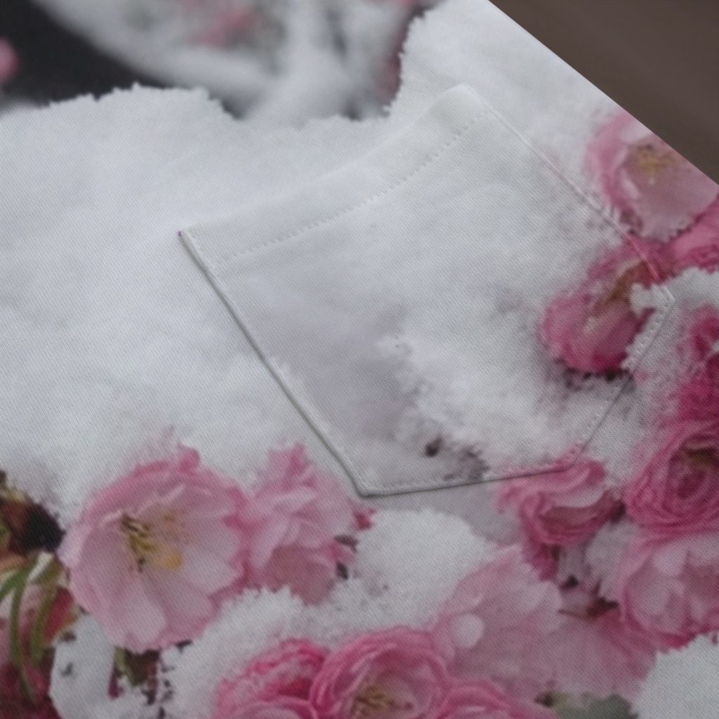 Snow Sakura Blooms Cotton Long Sleeve shirt — Ohime Mall