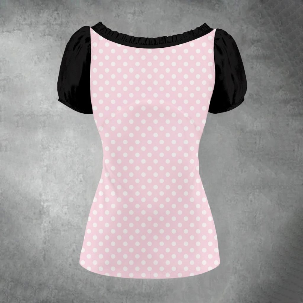 Y2K Emo Scene Core Graphic Tee Nostalgia Frutiger Metro T-Shirt Black Pink Polka Dot Top