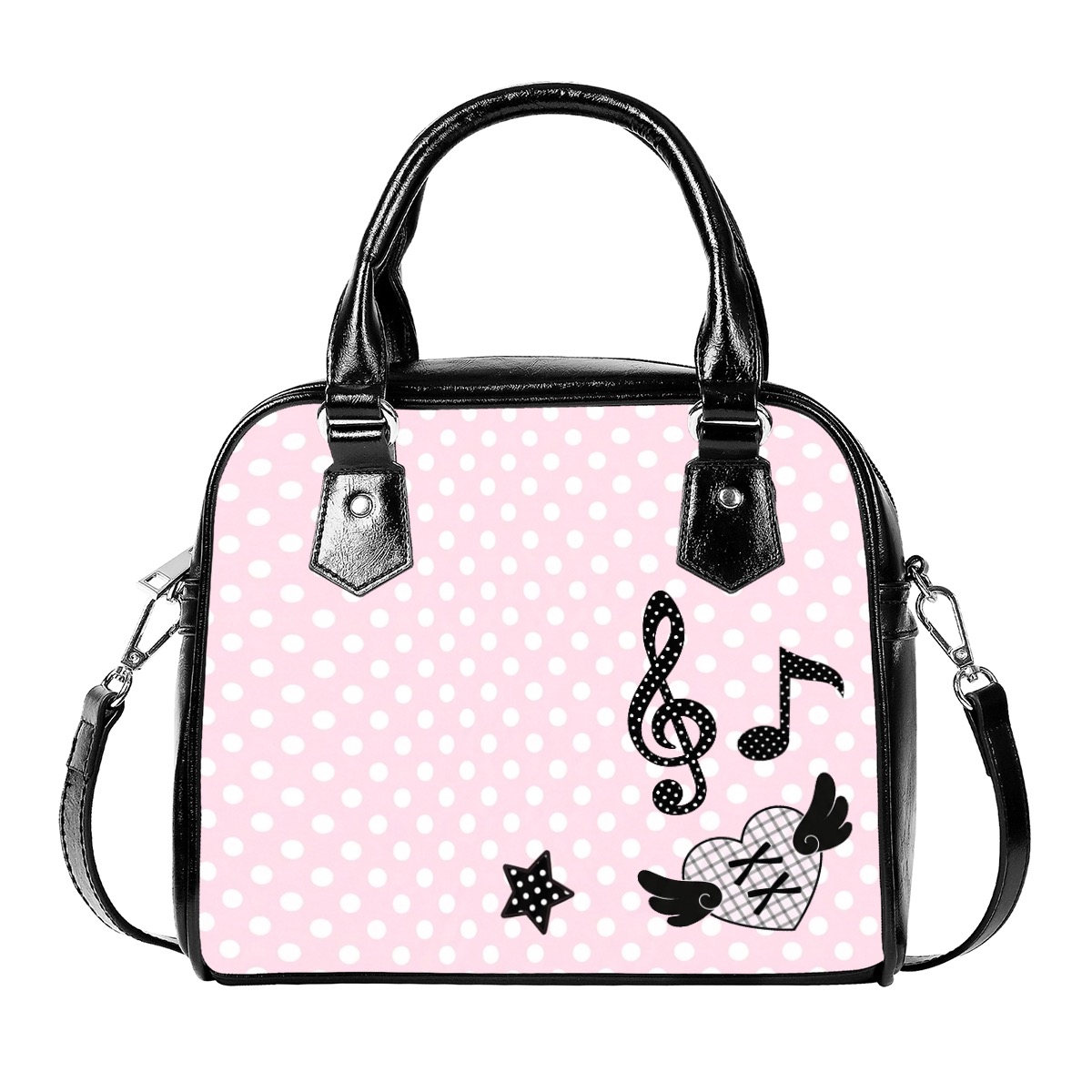 Frutiger Metro Bag Y2K Crossbody Pink Polka Dot Purse Heisei Josei Piano Key Board - Image 1
