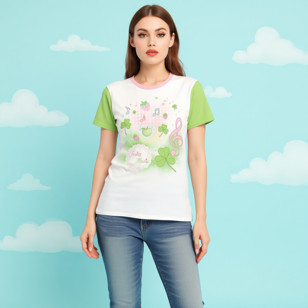 Clover Grafic Tee Apple Core Shirt Heisei Retro 2000s  Y2K Nostalgic Top