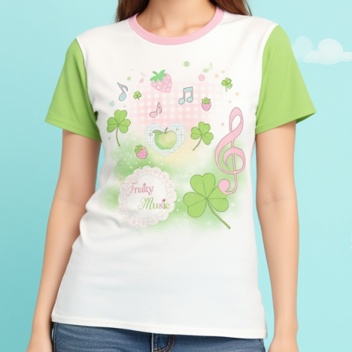 Clover Grafic Tee Apple Core Shirt Heisei Retro 2000s  Y2K Nostalgic Top - Image 2