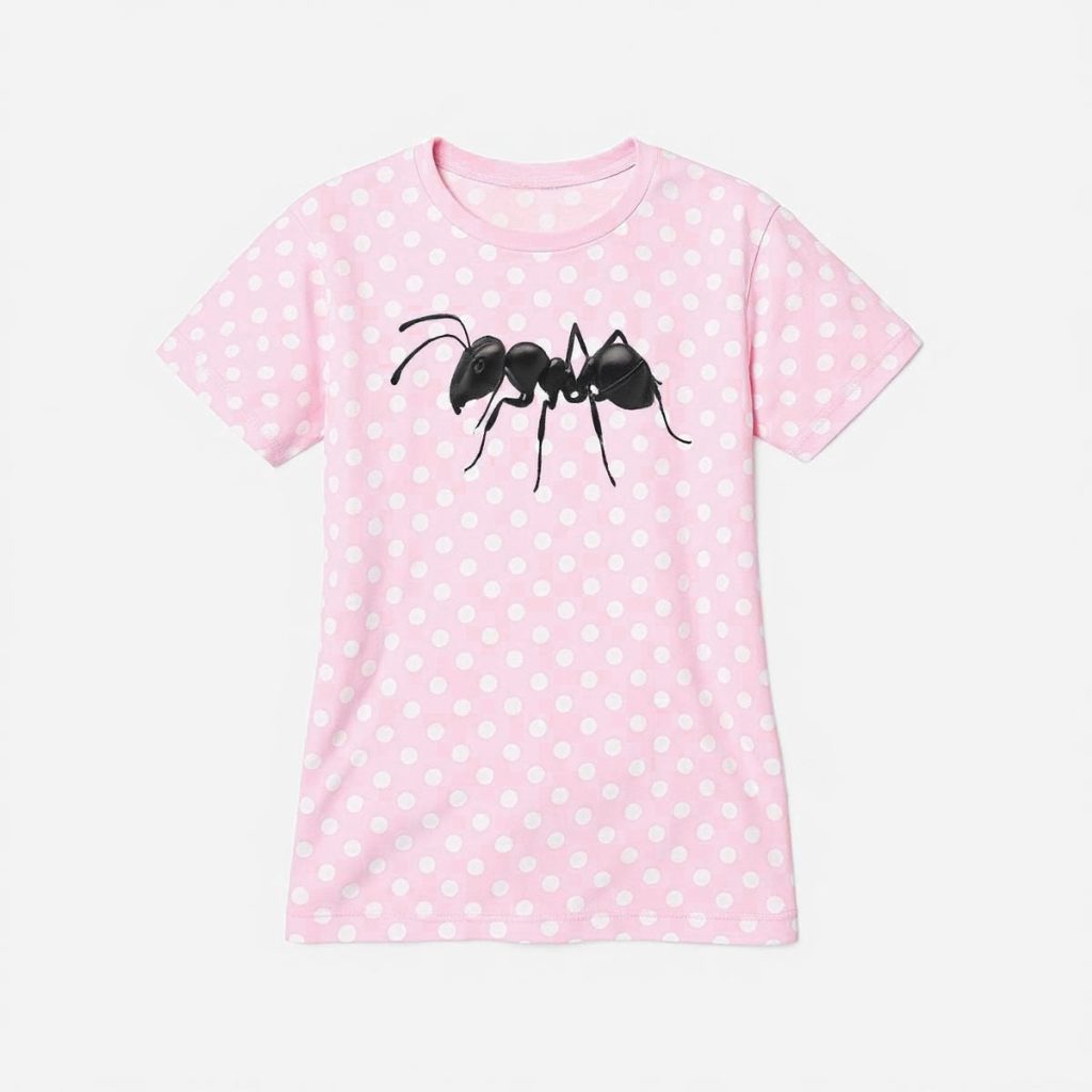 Y2K Graphic Tee Pink Polka Dot Shirt Ant Creepy Cute Morute Aesthetic Clothes Emo Outfit