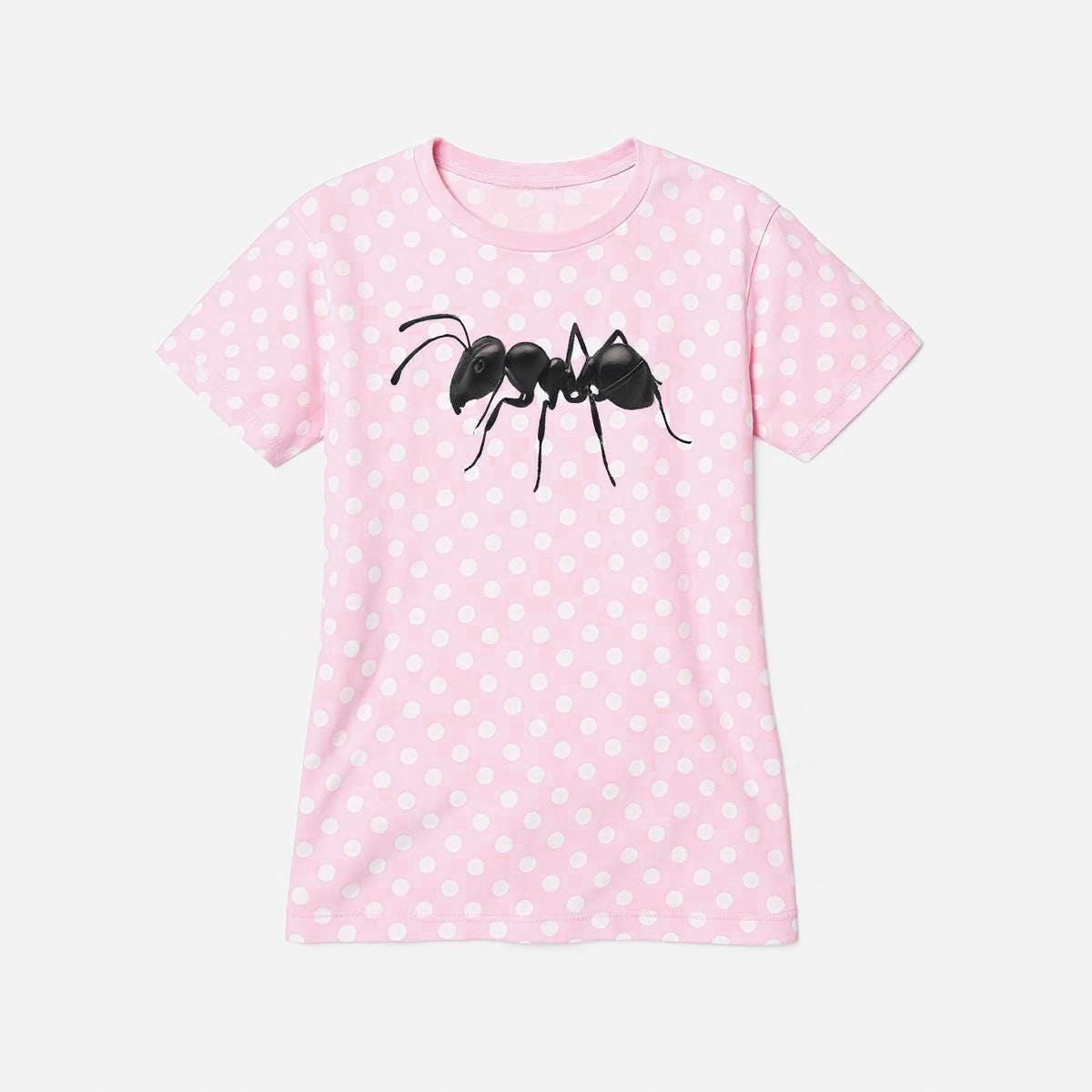 Y2K Graphic Tee Pink Polka Dot Shirt Ant Creepy Cute Morute Aesthetic Clothes Emo Outfit - Image 1