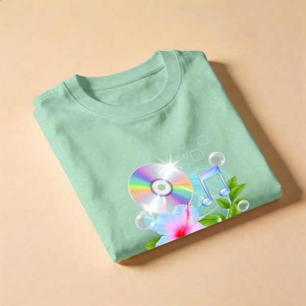 Frutiger Aero Shirt Hibiscus Tee Webcore CD Player T-Shir Cyber Y2K Streetwear 2000s Nostalgia