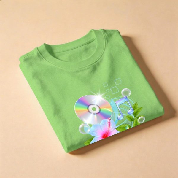 Frutiger Aero Shirt Hibiscus Tee Webcore CD Player T-Shir Cyber Y2K Streetwear 2000s Nostalgia