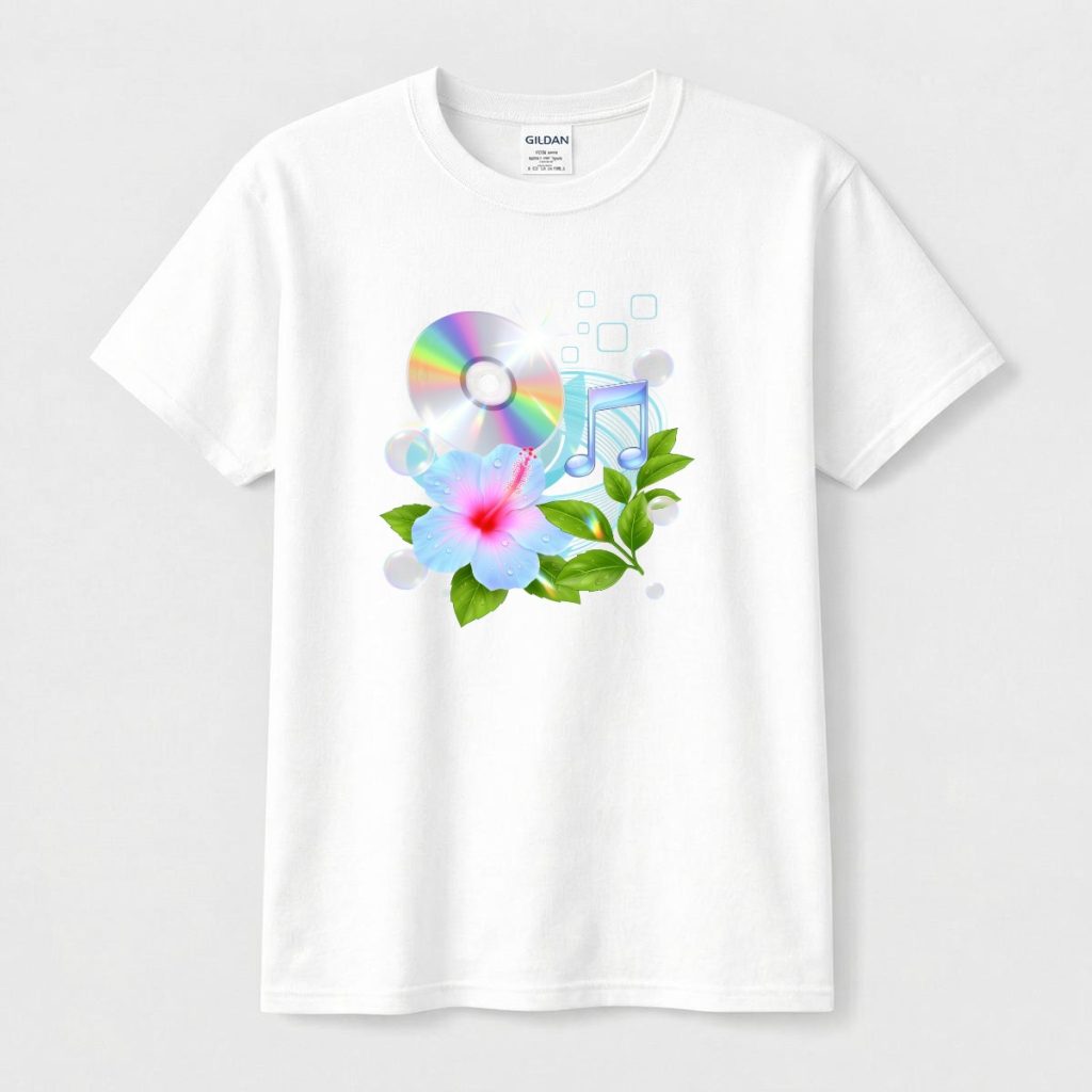 Frutiger Aero Hibiscus CD Tee Webcore Cyber Y2K Streetwear 2000s Nostalgia T-Shirt