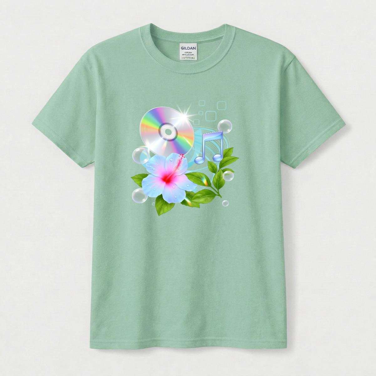 Frutiger Aero Shirt Hibiscus Tee Webcore CD Player T-Shir Cyber Y2K Streetwear 2000s Nostalgia - Image 7