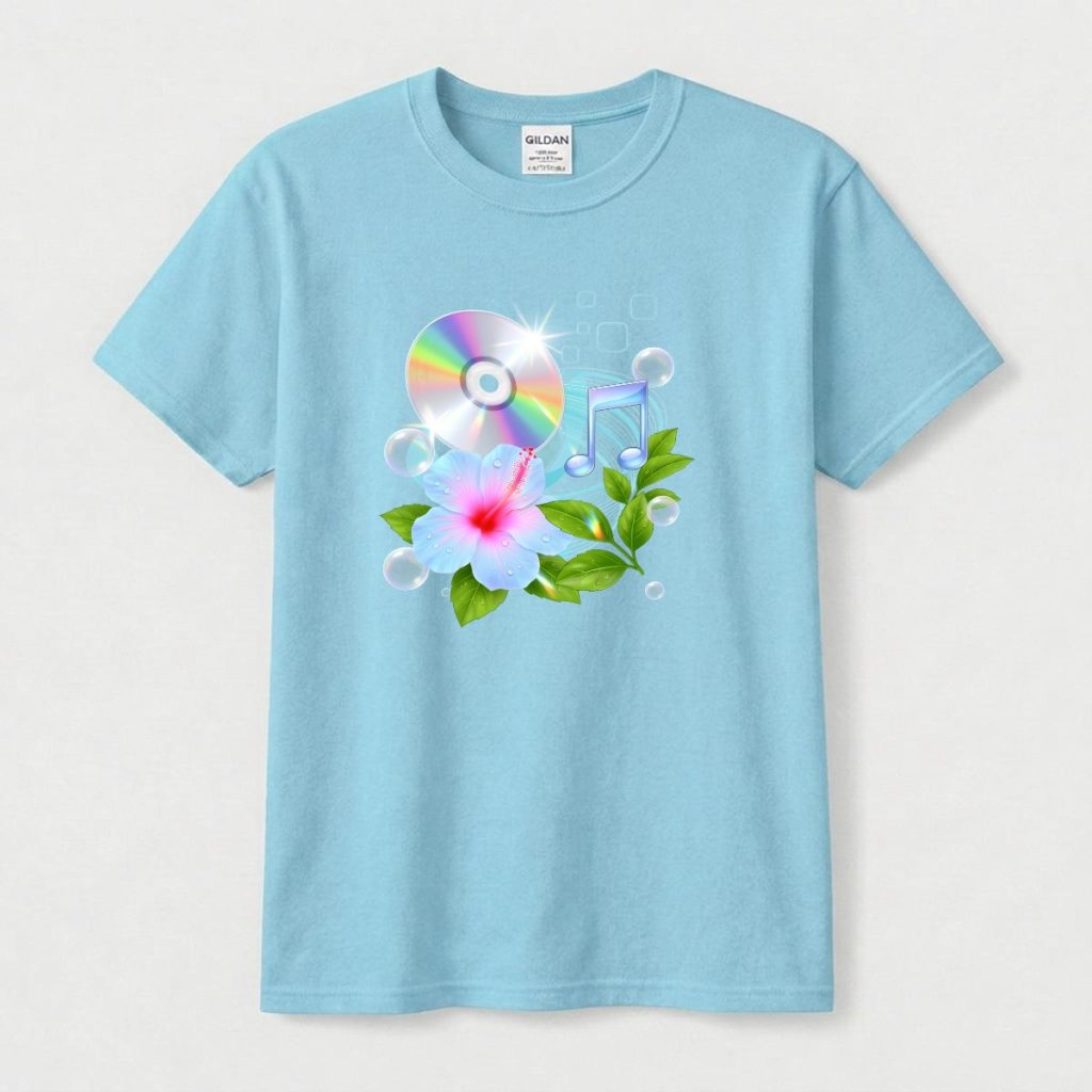 Frutiger Aero Hibiscus CD Tee Webcore Cyber Y2K Streetwear 2000s Nostalgia T-Shirt