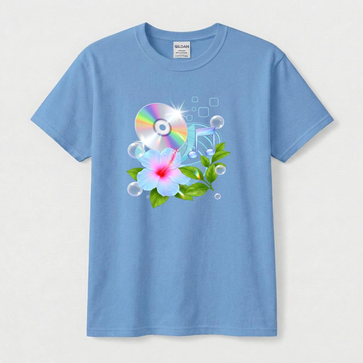 Frutiger Aero Shirt Hibiscus Tee Webcore CD Player T-Shir Cyber Y2K Streetwear 2000s Nostalgia - Image 5