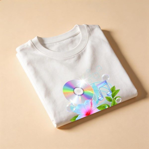 Frutiger Aero Shirt Hibiscus Tee Webcore CD Player T-Shir Cyber Y2K Streetwear 2000s Nostalgia