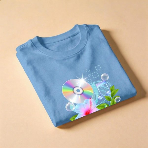Frutiger Aero Shirt Hibiscus Tee Webcore CD Player T-Shir Cyber Y2K Streetwear 2000s Nostalgia