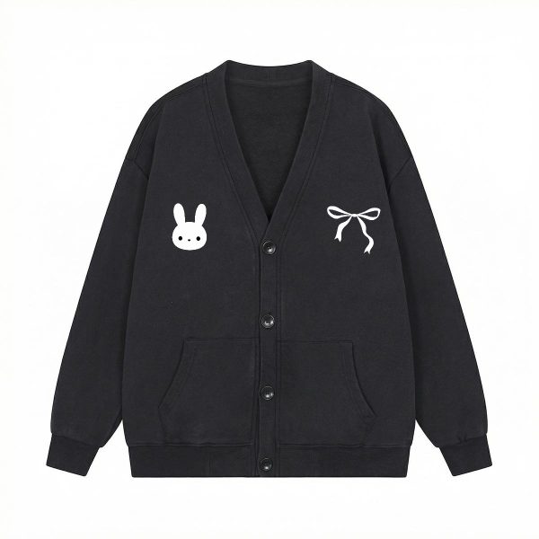 Embroidered Black and White Cardigan School Clothing Y2K Acubi Cute Sweater Dark Academia