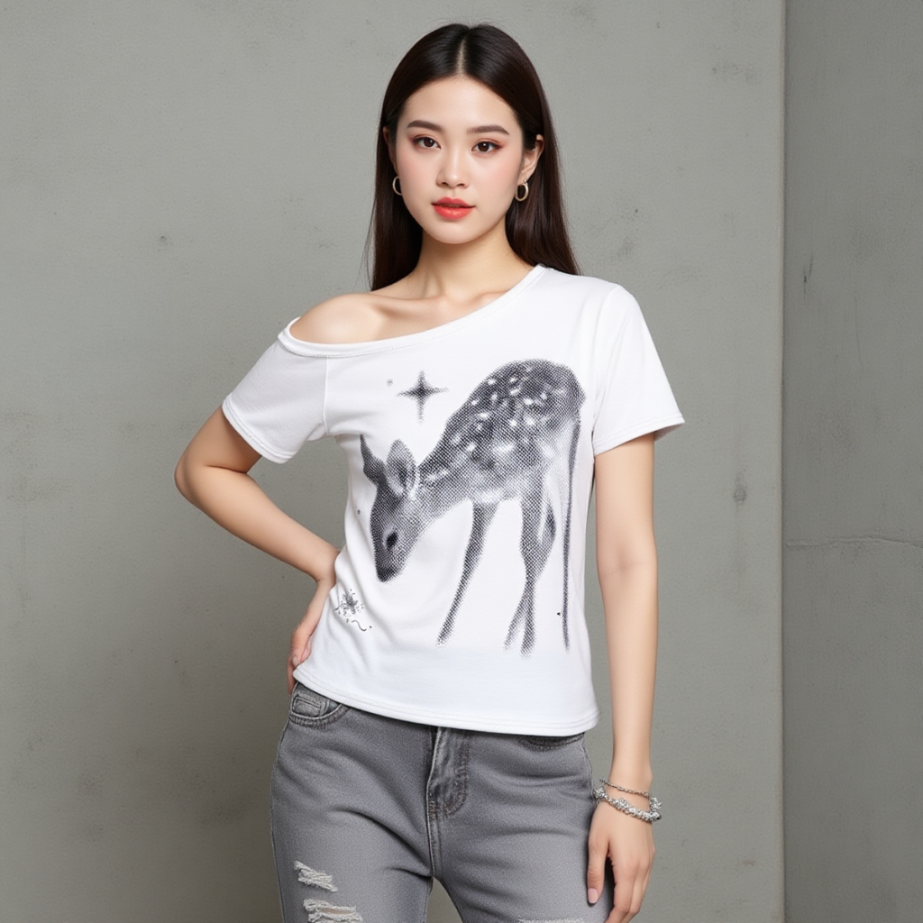 Y2K Graphic Tee Baby Deer T-Shirt Acubi Minimalist Fashion 00s Nostalgic Aesthetic