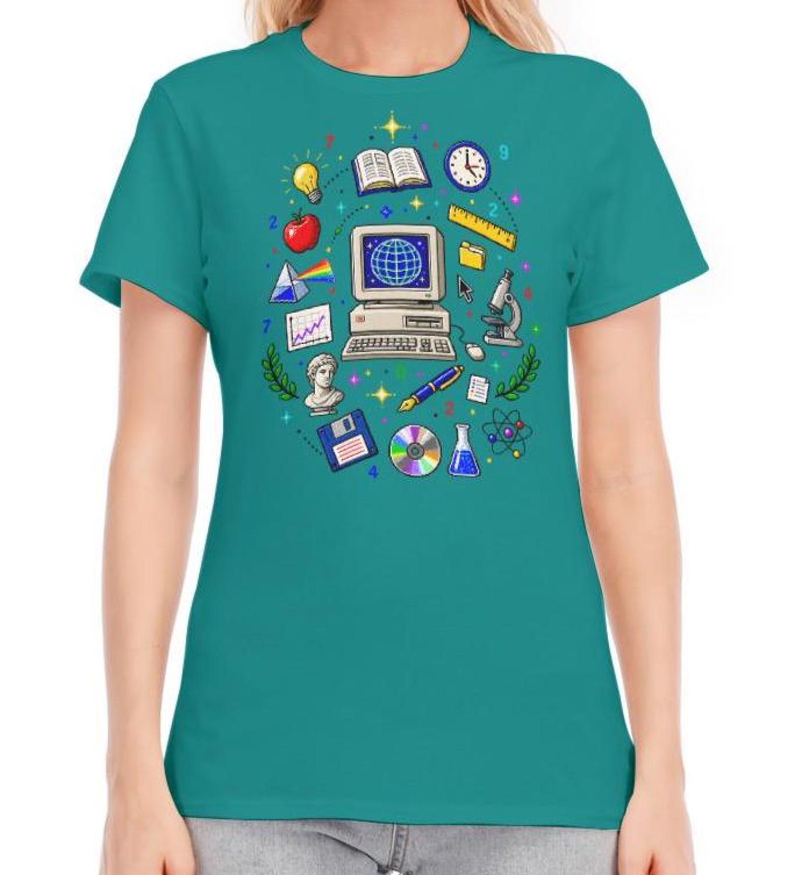 Clip Art Shirt Webcore Vaporwave Nostalgic Computer Nerdy Tee 90s Early Internet Aesthetic Pixel Art - Image 1
