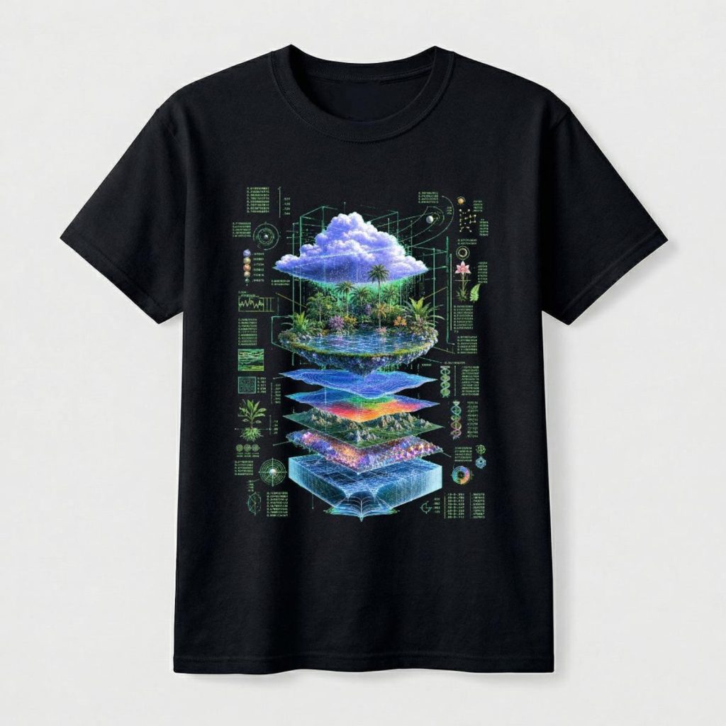 Digital Eden T-Shirt, Futuristic Utopian Scholastic Graphic Tee Vaporwave Webcore Nature Shirt Surreal
