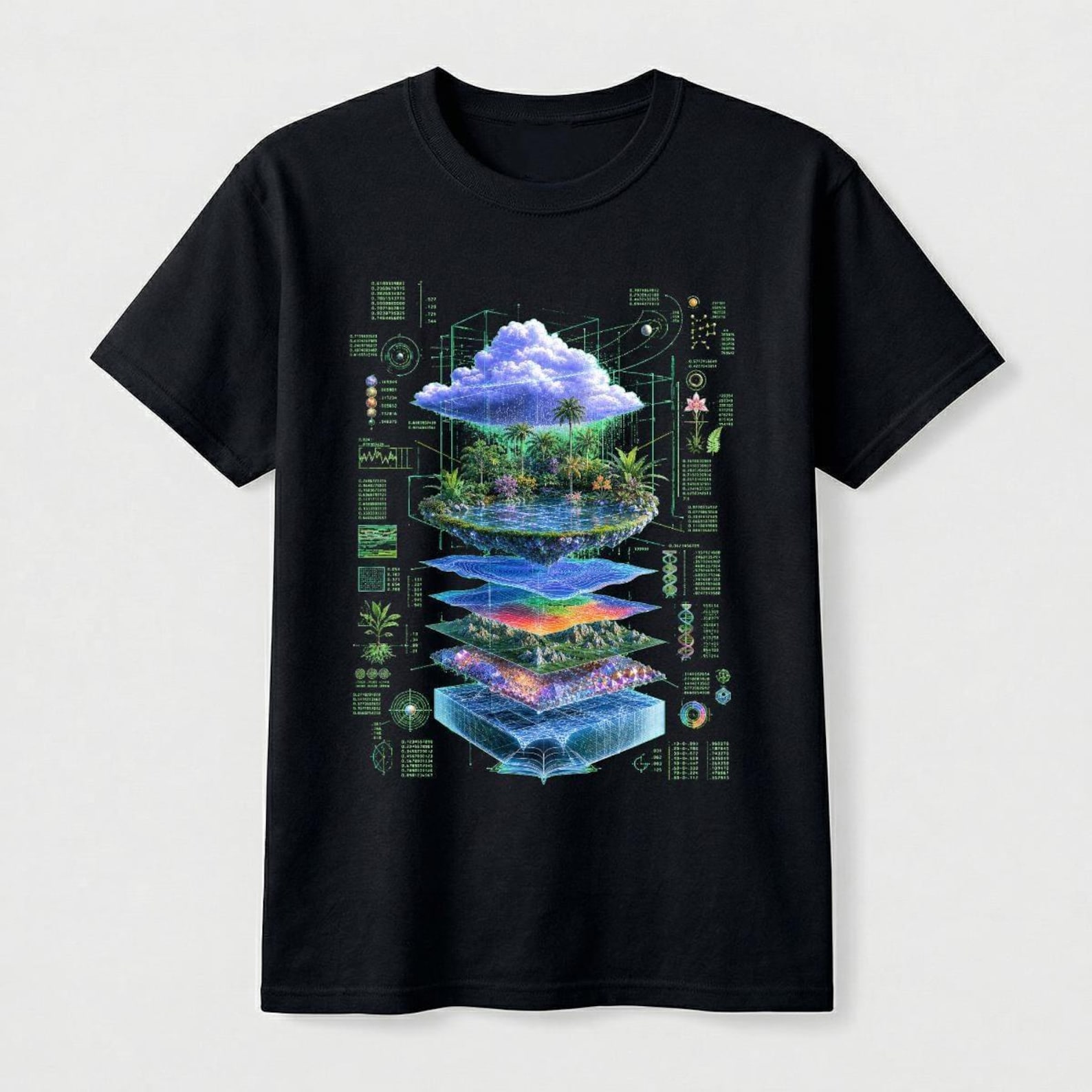 Digital Eden T-Shirt, Futuristic Utopian Scholastic Graphic Tee Vaporwave Webcore Nature Shirt Surreal - Image 1